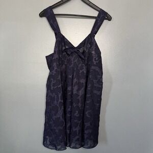 Victorias Secret Purple Blue Sheer Satin Jacquard Vintage Gold Label Chemise L